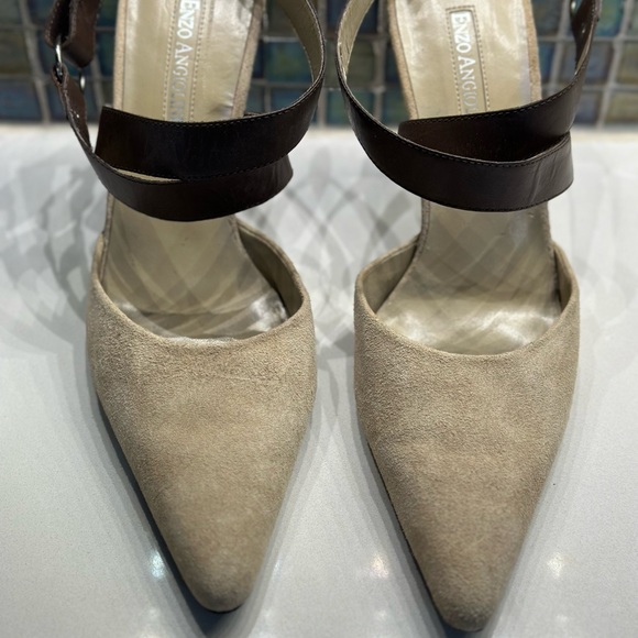 Enzo Angiolini leather suede heels with leather straps around ankle in size 10 - Picture 2 of 7